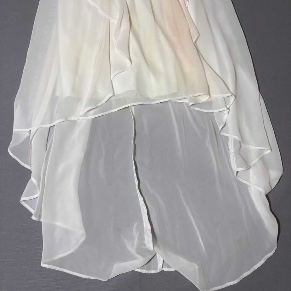 B. Darlin High Low Dress Womens 1/2 White Lace Sequin Rhinestone Formal - Picture 7 of 11